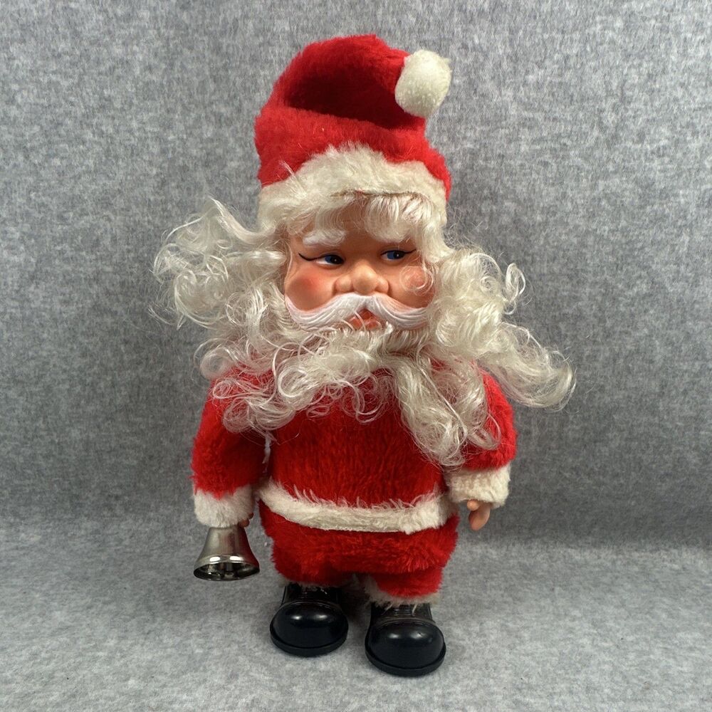 Vintage Rubber Face Santa Claus Doll With Ringing Bell UNTESTED